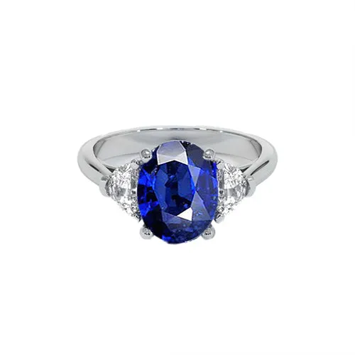 Rings HarryChadEntcom 3 Stone Natural Earth Mined Diamond Ring With Oval Deep Blue Sapphire 825 Carats Gold 14K Rings HarryChadEntcom 3 Stone Natural Earth Mined Diamond Ring With Oval Deep Blue Sapphire 825 Carats Gold 14K