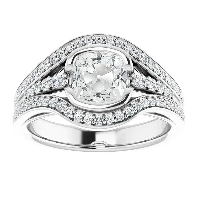 Rings HarryChadEntcom Cushion Old Miner Real Natural Earth Mined Diamond Ring Half Bezel Set 550 Carats White Gold Rings HarryChadEntcom Cushion Old Miner Real Natural Earth Mined Diamond Ring Half Bezel Set 550 Carats White Gold