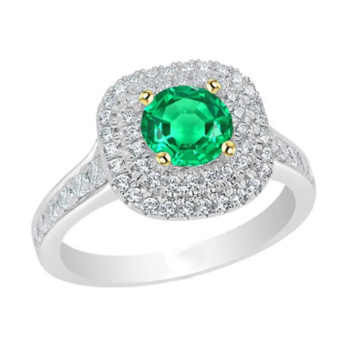 Rings HarryChadEntcom Green Emerald Halo Ring Pave Set Diamonds Wedding Jewelry Rings HarryChadEntcom Green Emerald Halo Ring Pave Set Diamonds Wedding Jewelry