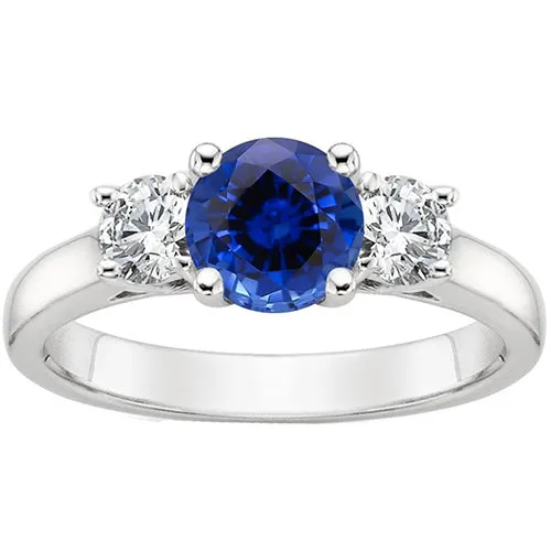 Rings HarryChadEntcom New Three Stone Gold Ring Round Ceylon Sapphire And Natural Earth Mined Diamonds 3 Carats Rings HarryChadEntcom New Three Stone Gold Ring Round Ceylon Sapphire And Natural Earth Mined Diamonds 3 Carats
