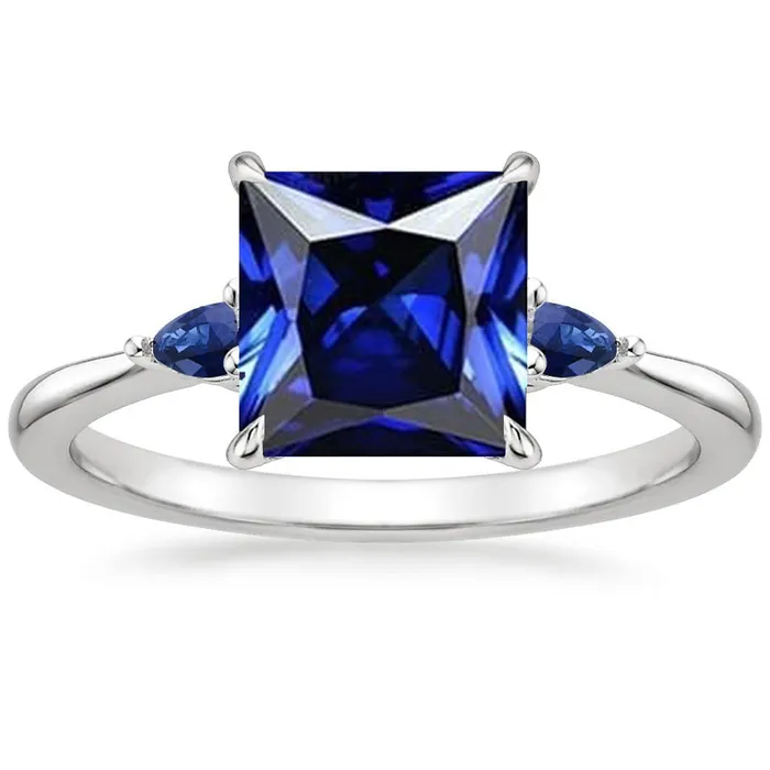 Rings HarryChadEntcom Three Stone Gemstone Ring Princess Pear Ceylon Sapphires 525 Carats Rings HarryChadEntcom Three Stone Gemstone Ring Princess Pear Ceylon Sapphires 525 Carats