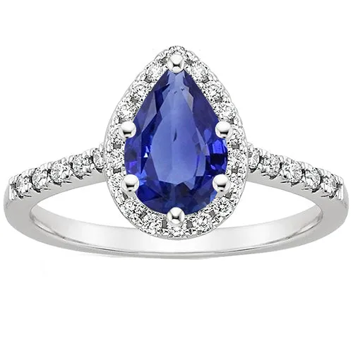 Rings HarryChadEntcom White Gold Natural Earth Mined Diamond Halo Gemstone Ring 6 Carats Pear Cut Blue Sapphire Rings HarryChadEntcom White Gold Natural Earth Mined Diamond Halo Gemstone Ring 6 Carats Pear Cut Blue Sapphire