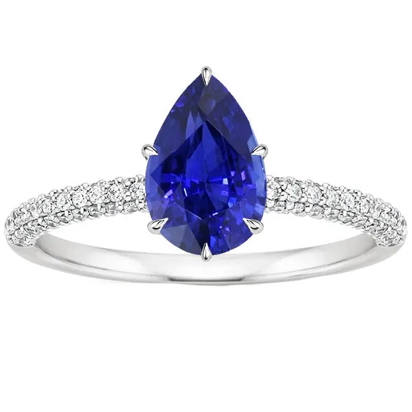 Rings HarryChadEntcom Women Solitaire Ring With Natural Earth Mined Diamond Accents Pear Blue Sapphire 4 Carats Rings HarryChadEntcom Women Solitaire Ring With Natural Earth Mined Diamond Accents Pear Blue Sapphire 4 Carats
