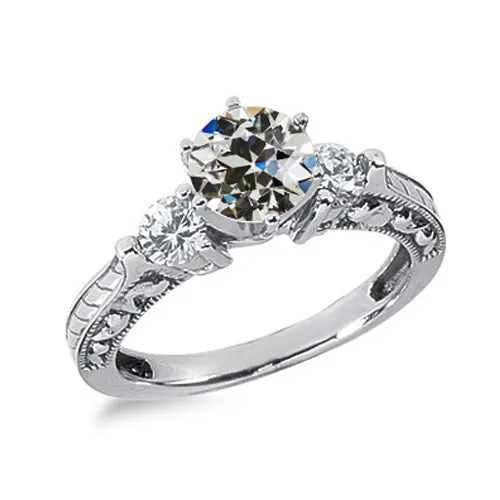 Rings Vintage Style 3 Stone Old Mine Cut Genuine Natural Earth Mined Diamond Ring 175 Carats HarryChadEntcom Rings Vintage Style 3 Stone Old Mine Cut Genuine Natural Earth Mined Diamond Ring 175 Carats HarryChadEntcom