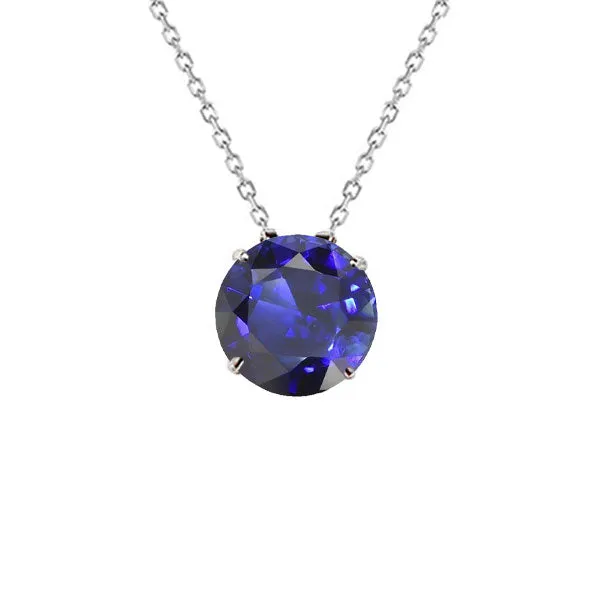 Round Blue Sapphire Solitaire Pendant 4 Prong Set Necklace 2 Carats HarryChadEntcom Necklaces Round Blue Sapphire Solitaire Pendant 4 Prong Set Necklace 2 Carats HarryChadEntcom Necklaces