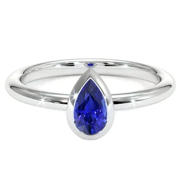 Sapphire Pear Cut Bezel Engagement Ring HarryChadEntcom Rings