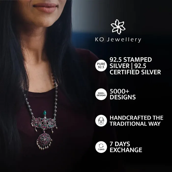 Silversmith Necklaces The Anisha Silver Lakshmi Nakkasi Necklace Oxidised