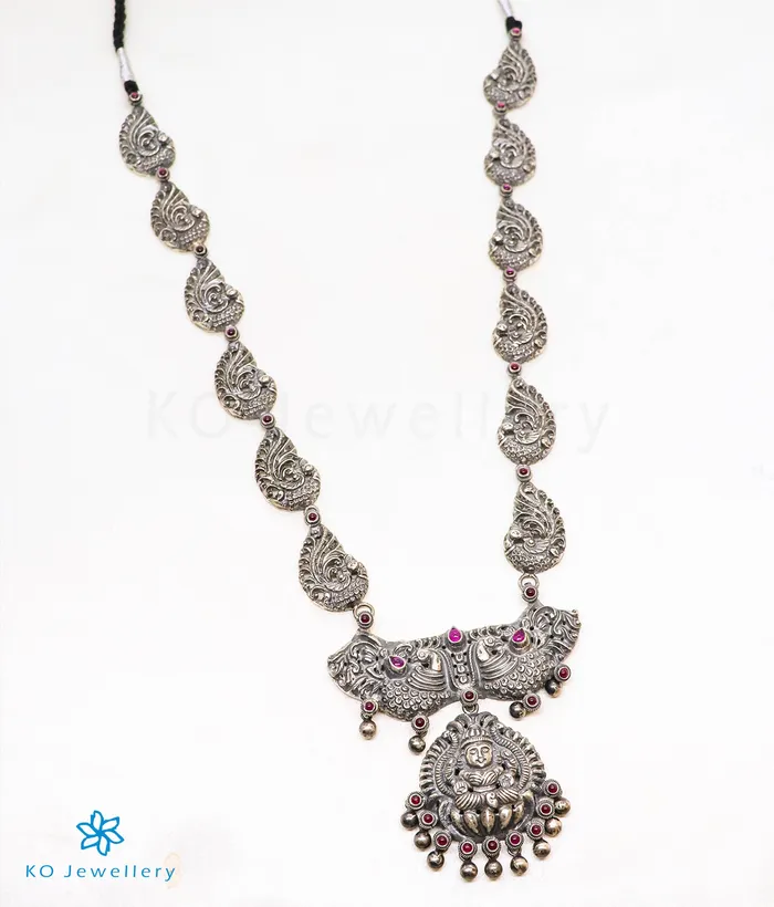 Silversmith Necklaces The Anisha Silver Lakshmi Nakkasi Necklace Oxidised