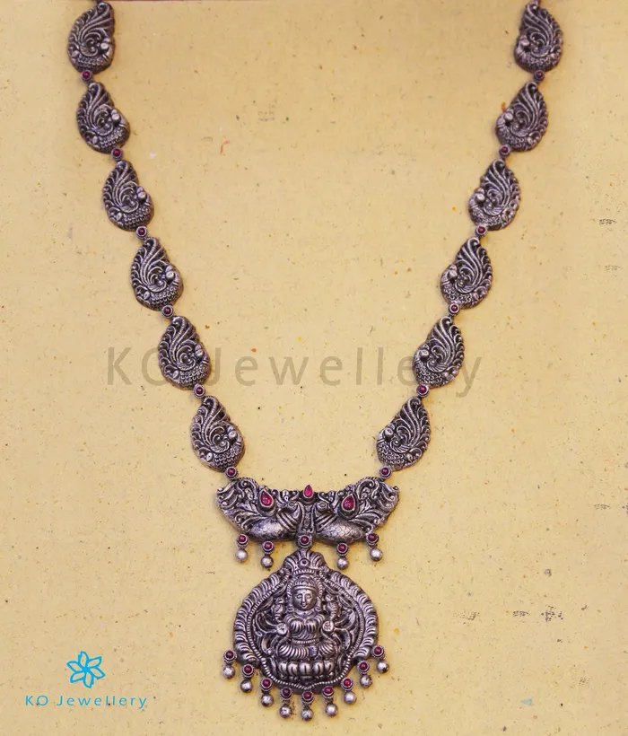 Silversmith Necklaces The Anisha Silver Lakshmi Nakkasi Necklace Oxidised