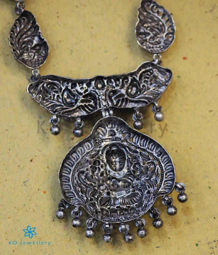 Silversmith Necklaces The Anisha Silver Lakshmi Nakkasi Necklace Oxidised