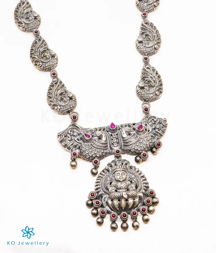 Silversmith Necklaces The Anisha Silver Lakshmi Nakkasi Necklace Oxidised