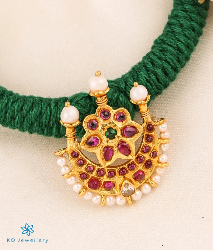 Silversmith Necklaces The Chandrodaya Silver Thread Necklace Green