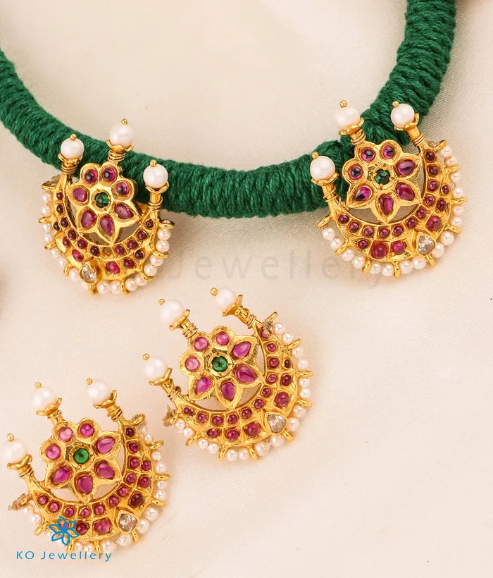 Silversmith Necklaces The Chandrodaya Silver Thread Necklace Green