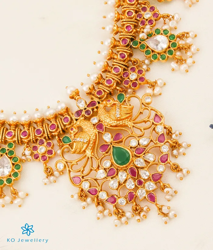 Silversmith Necklaces The Prasiddh Silver Peacock Guttapusalu Necklace