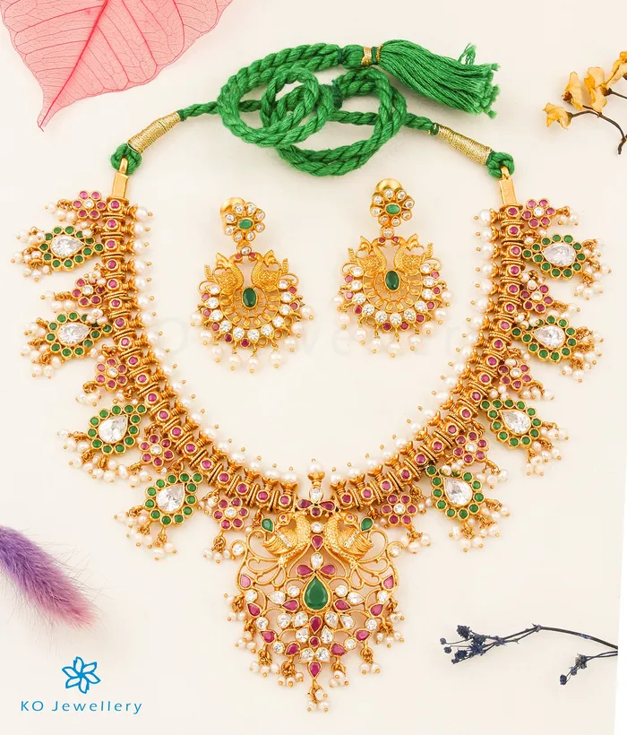 Silversmith Necklaces The Prasiddh Silver Peacock Guttapusalu Necklace