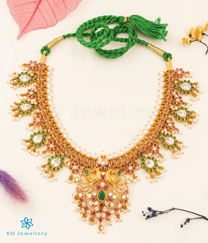 Silversmith Necklaces The Prasiddh Silver Peacock Guttapusalu Necklace