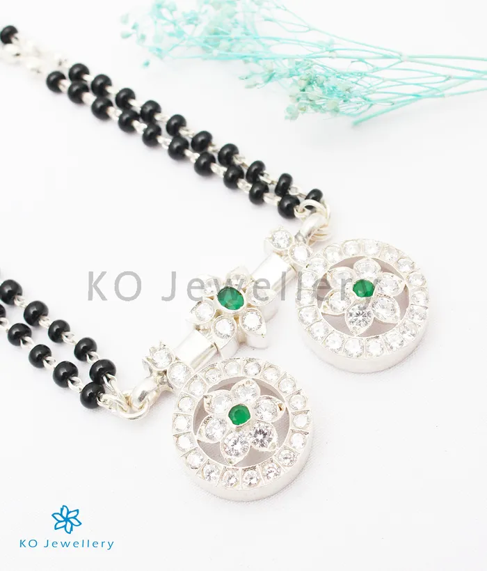 Silversmith Necklaces The Saptapadi Silver Mangalsutra Necklace GreenBright Silver Silversmith Necklaces The Saptapadi Silver Mangalsutra Necklace GreenBright Silver