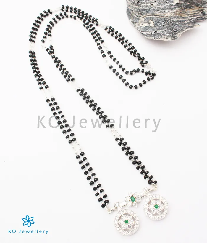 Silversmith Necklaces The Saptapadi Silver Mangalsutra Necklace GreenBright Silver