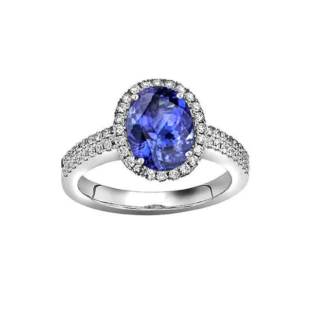 Tanzanite Oval And Round Natural Earth Mined Diamonds 525 Carat Ring Pave Diamonds New GB Rings Tanzanite Oval And Round Natural Earth Mined Diamonds 525 Carat Ring Pave Diamonds New GB Rings