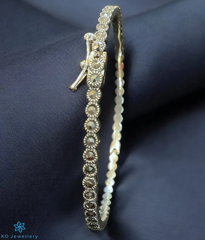 The Sparkling Circles Silver Marcasite Openable Bracelet Free Size Marcasite Bracelets The Sparkling Circles Silver Marcasite Openable Bracelet Free Size Marcasite Bracelets