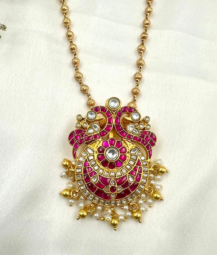 The Twin Peacock Silver Kundan Necklace kundan Necklaces
