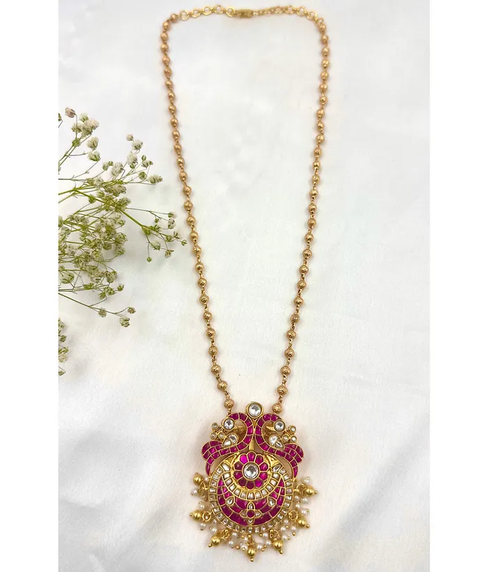 The Twin Peacock Silver Kundan Necklace kundan Necklaces