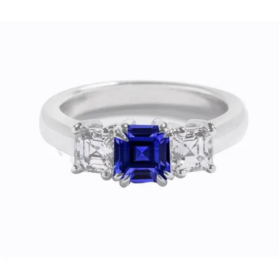 Three Stone Ring Asscher Ceylon Sapphire Natural Earth Mined Diamonds 250 Carats HarryChadEntcom Rings Three Stone Ring Asscher Ceylon Sapphire Natural Earth Mined Diamonds 250 Carats HarryChadEntcom Rings