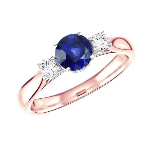 Two Tone Gold 3 Stone Wedding Ring Round Ceylon Sapphire 2 Carats HarryChadEntcom Rings Two Tone Gold 3 Stone Wedding Ring Round Ceylon Sapphire 2 Carats HarryChadEntcom Rings