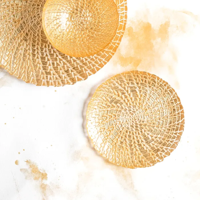 Vietri Rufolo Glass Gold Crocodile Salad Plate 85D Side Dish Dinnerware Dish Vietri PreStyled Sets Vietri Rufolo Glass Gold Crocodile Salad Plate 85D Side Dish Dinnerware Dish Vietri PreStyled Sets