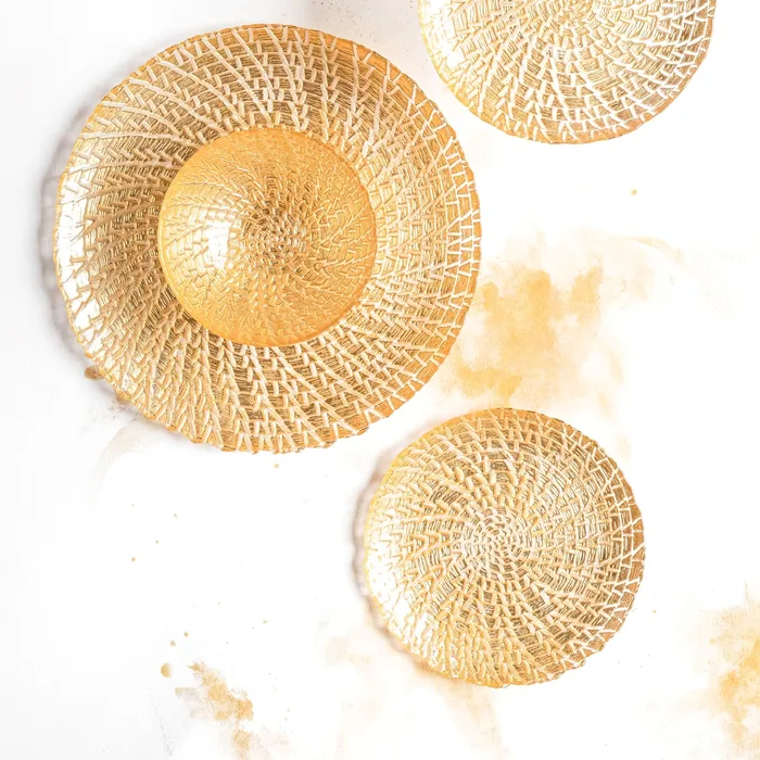Vietri Rufolo Glass Gold Crocodile Salad Plate 85D Side Dish Dinnerware Dish Vietri PreStyled Sets Vietri Rufolo Glass Gold Crocodile Salad Plate 85D Side Dish Dinnerware Dish Vietri PreStyled Sets