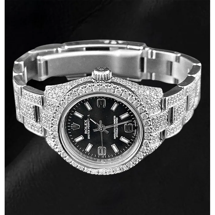 Watches HarryChadEntcom Rolex Oyster Perpetual 26mm 10ct Iced Genuine Diamonds Ladies Watch Watches HarryChadEntcom Rolex Oyster Perpetual 26mm 10ct Iced Genuine Diamonds Ladies Watch