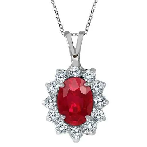 White Gold 850 Carats Ruby Natural Earth Mined Diamonds Pendant Necklace GB Necklaces White Gold 850 Carats Ruby Natural Earth Mined Diamonds Pendant Necklace GB Necklaces