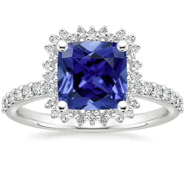 Womens Ceylon Sapphire Halo Ring HarryChadEntcom Rings
