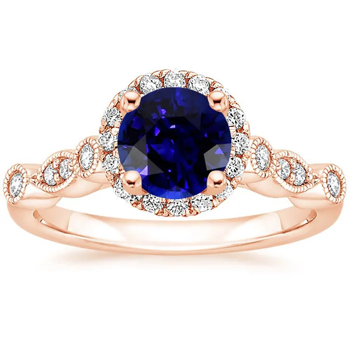 Womens Ring Round Blue Sapphire Natural Earth Mined Diamonds 4 Carats Milgrain Rose Gold HarryChadEntcom Rings Womens Ring Round Blue Sapphire Natural Earth Mined Diamonds 4 Carats Milgrain Rose Gold HarryChadEntcom Rings