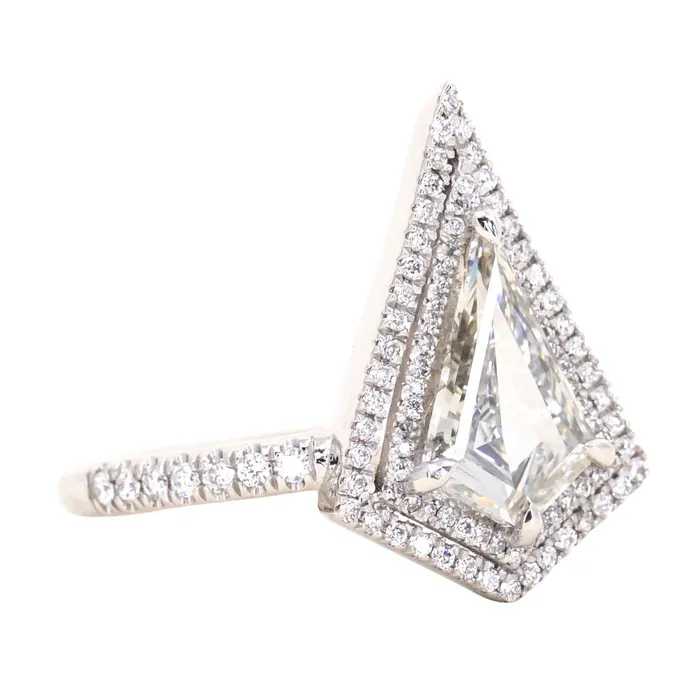 125ct GIA Kite Shaped Diamond Halo Platinum Ring and Jacket in 18k Yellow Gold Anueva Jewelry Rings