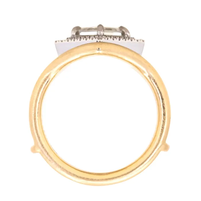 125ct GIA Kite Shaped Diamond Halo Platinum Ring and Jacket in 18k Yellow Gold Anueva Jewelry Rings