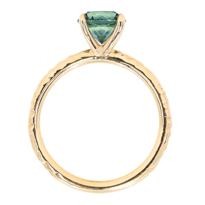 154ct Round Montana Sapphire Evergreen Carved Solitaire in 18k Yellow Gold Ran PreStyled Sets