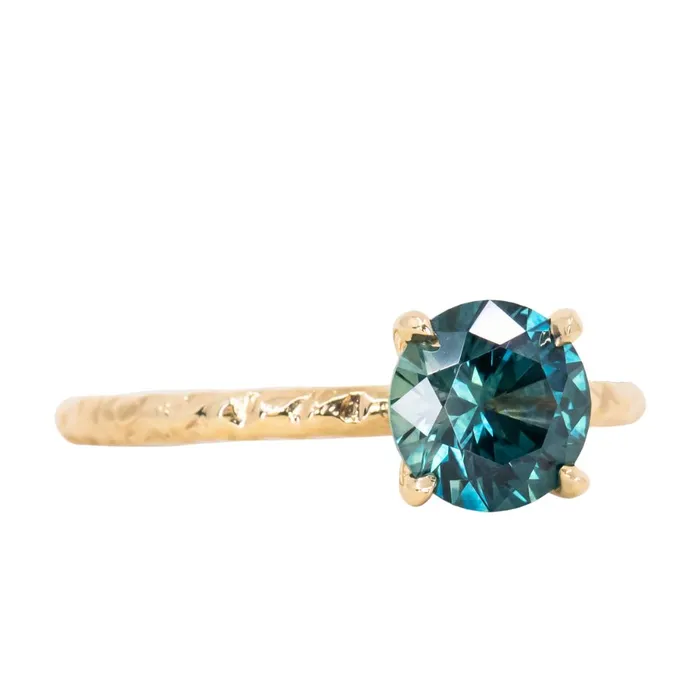 154ct Round Montana Sapphire Evergreen Carved Solitaire in 18k Yellow Gold Ran PreStyled Sets