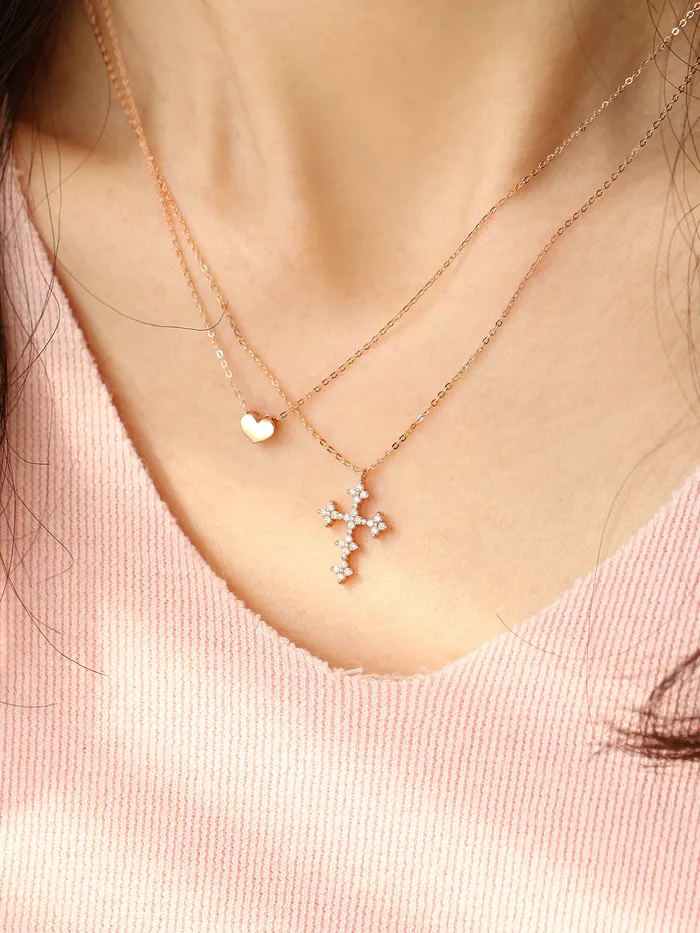 14K 18K Gold Crystal Cross Necklace MinimalBijoux Necklaces