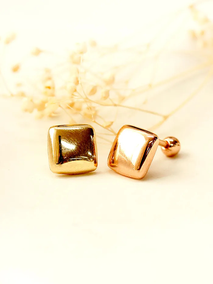 14K Gold Bold Square Cartilage Earring 18G16G MinimalBijoux Earrings