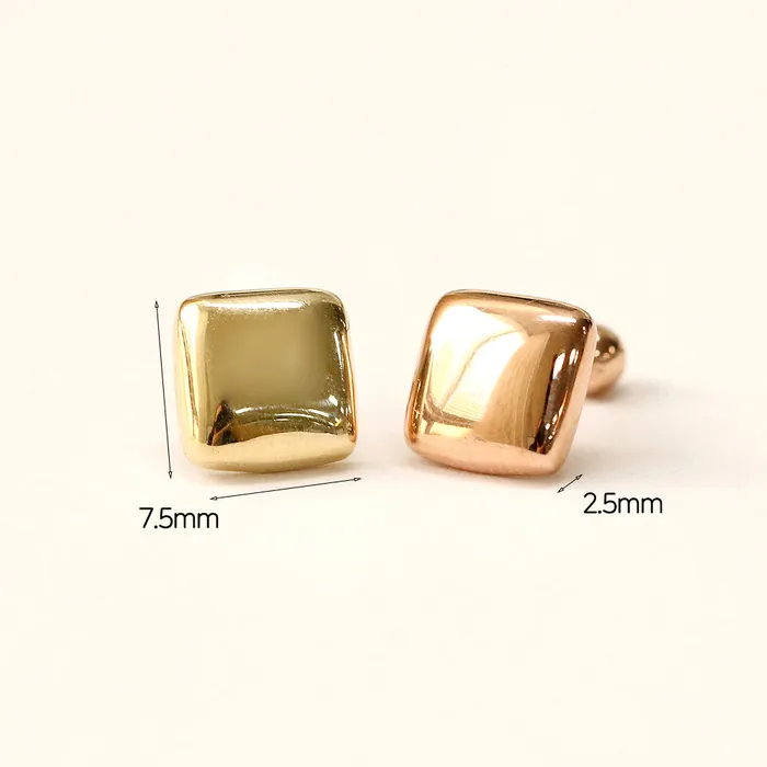 14K Gold Bold Square Cartilage Earring 18G16G MinimalBijoux Earrings