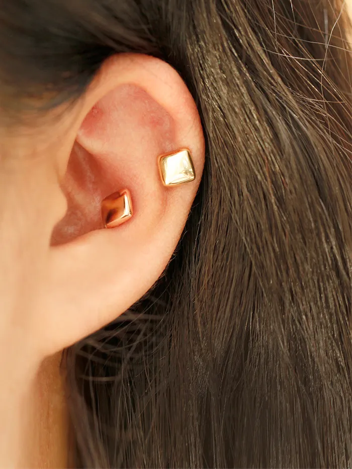 14K Gold Bold Square Cartilage Earring 18G16G MinimalBijoux Earrings