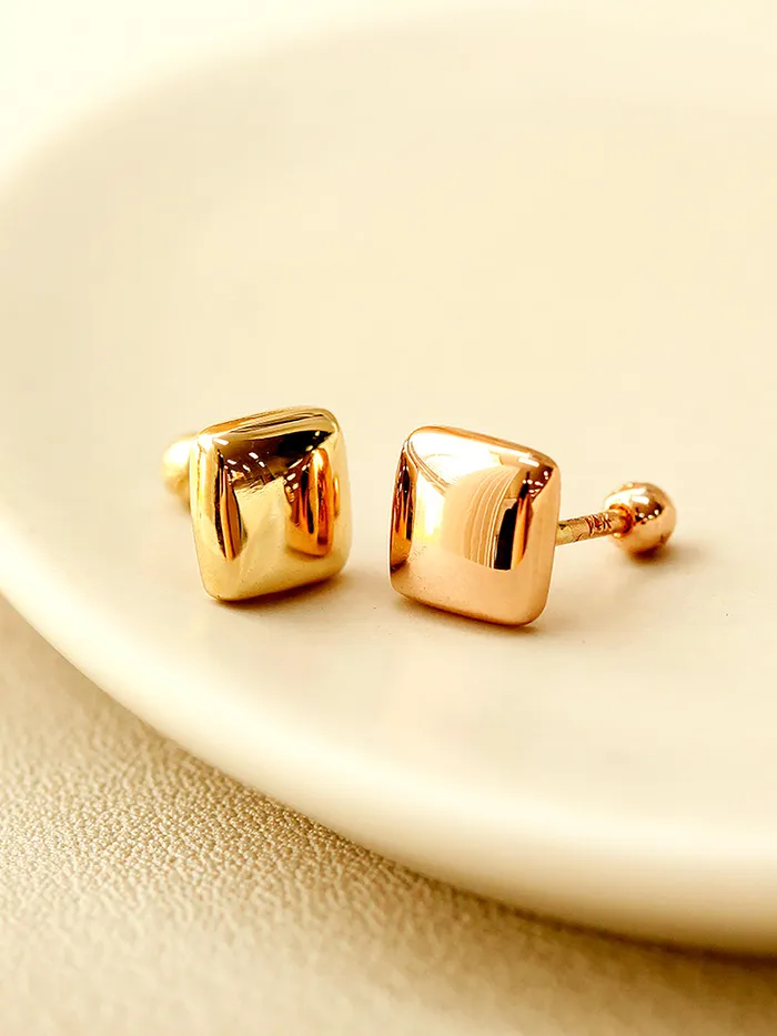 14K Gold Bold Square Cartilage Earring 18G16G MinimalBijoux Earrings