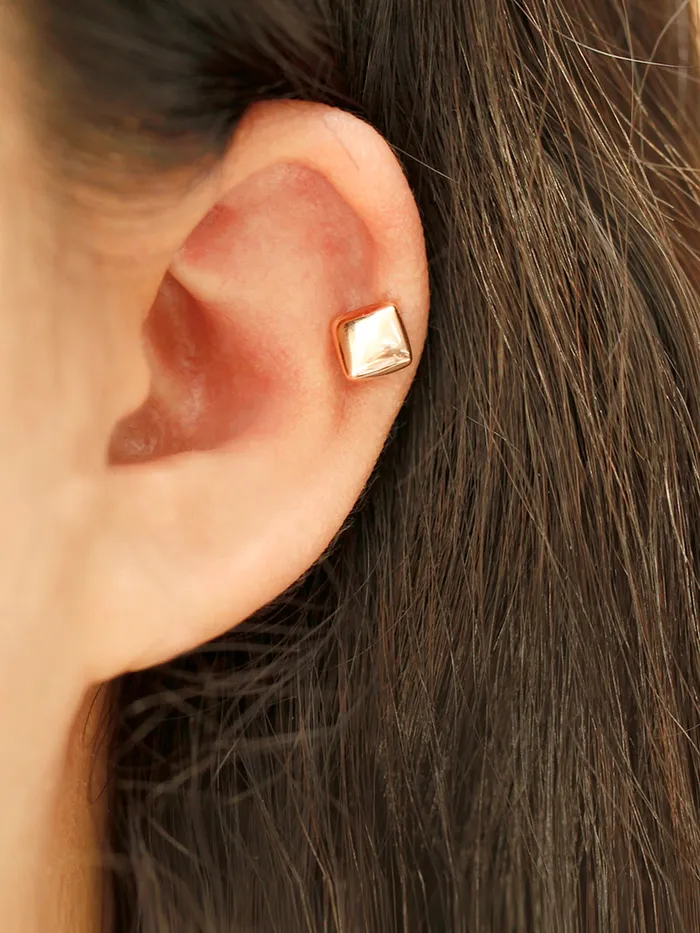 14K Gold Bold Square Cartilage Earring 18G16G MinimalBijoux Earrings