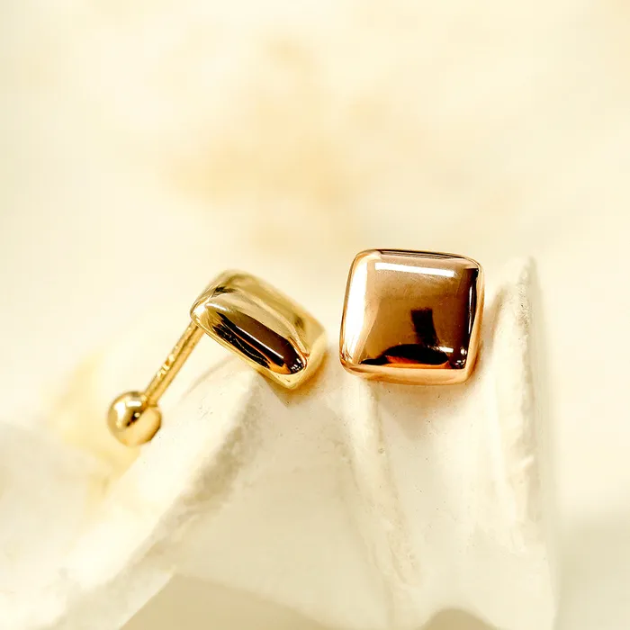14K Gold Bold Square Cartilage Earring 18G16G MinimalBijoux Earrings