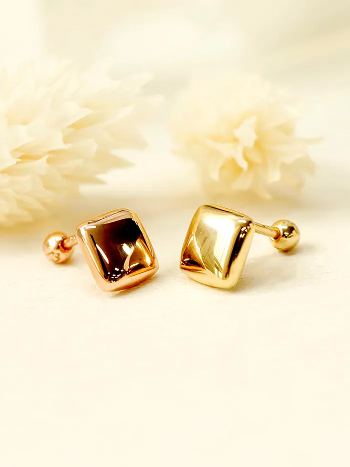14K Gold Bold Square Cartilage Earring 18G16G MinimalBijoux Earrings