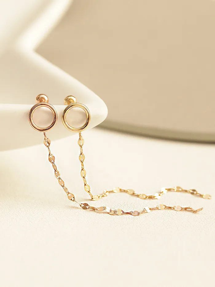 14K Gold Cutting Drop Chain Circle Earring 20G18G16G MinimalBijoux Earrings 14K Gold Cutting Drop Chain Circle Earring 20G18G16G MinimalBijoux Earrings