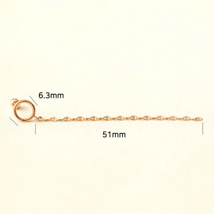 14K Gold Cutting Drop Chain Circle Earring 20G18G16G MinimalBijoux Earrings