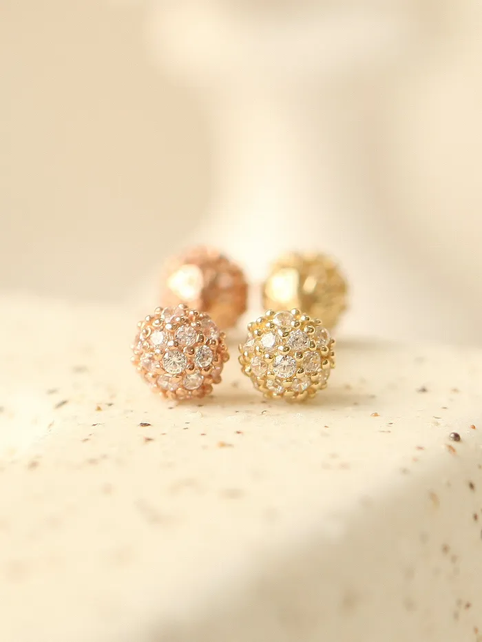 14K Gold Double Cubic Ball Cartilage Earring 18G MinimalBijoux Earrings