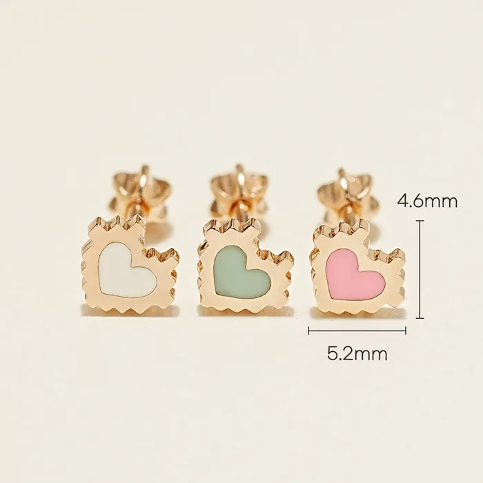 14K Gold Enamel Pixel Heart Cartilage Earring 18G16G MinimalBijoux Earrings